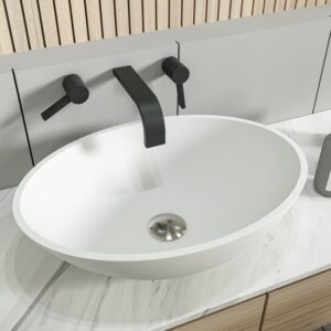 Oval Solid Surface Matte White Vessel